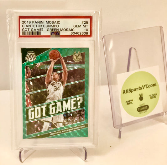 Giannis A. PSA 10 - 2019 Mosaic Got Game? Green Prizm