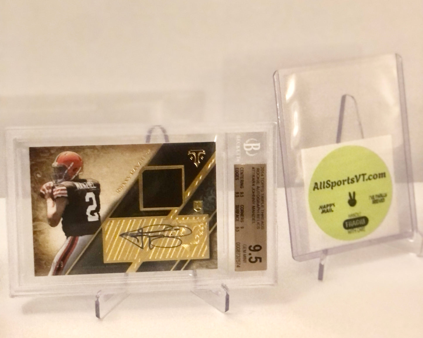 Johnny Manziel BGS 9.5/10 Auto - 2014 Topps Triple Threads Rookie Patch Auto #/99