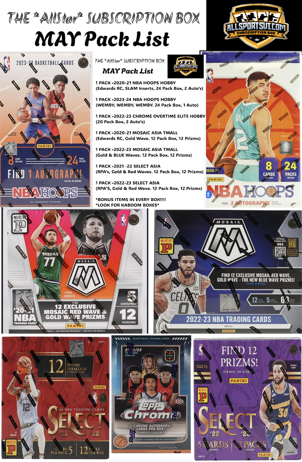 The AllStar Subscription. Sports Card Box. Monthly Option. Choose Your