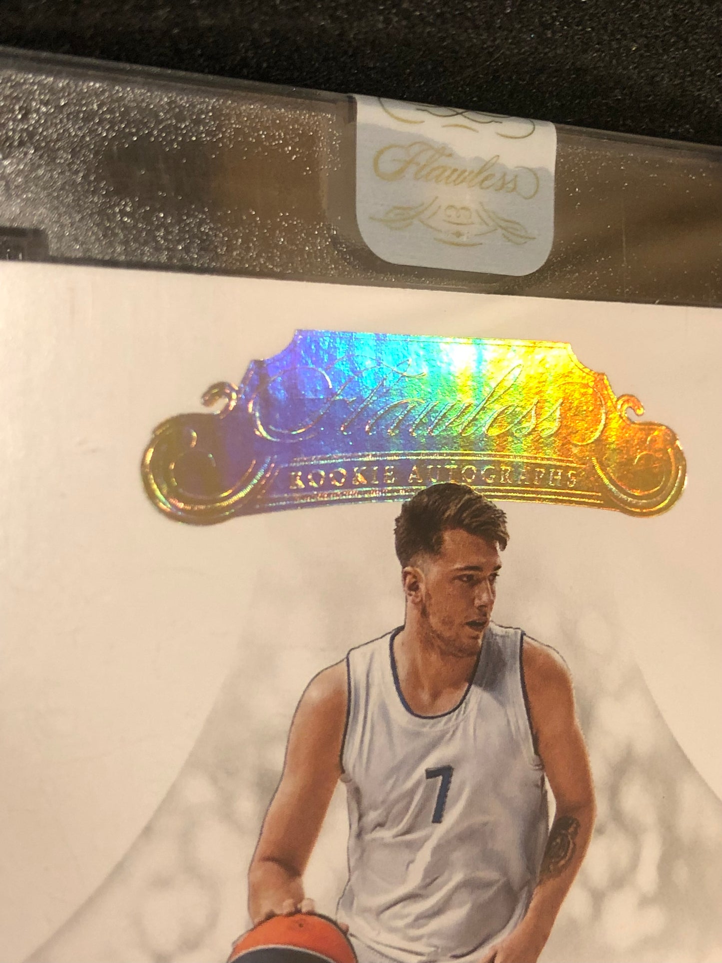 Luka Doncic 2018 Flawless Collegiate Rookie Autographs Gold Jersey Number 7/10 Panini Factory Sealed. 2nd Owner. Purchased in 2018.