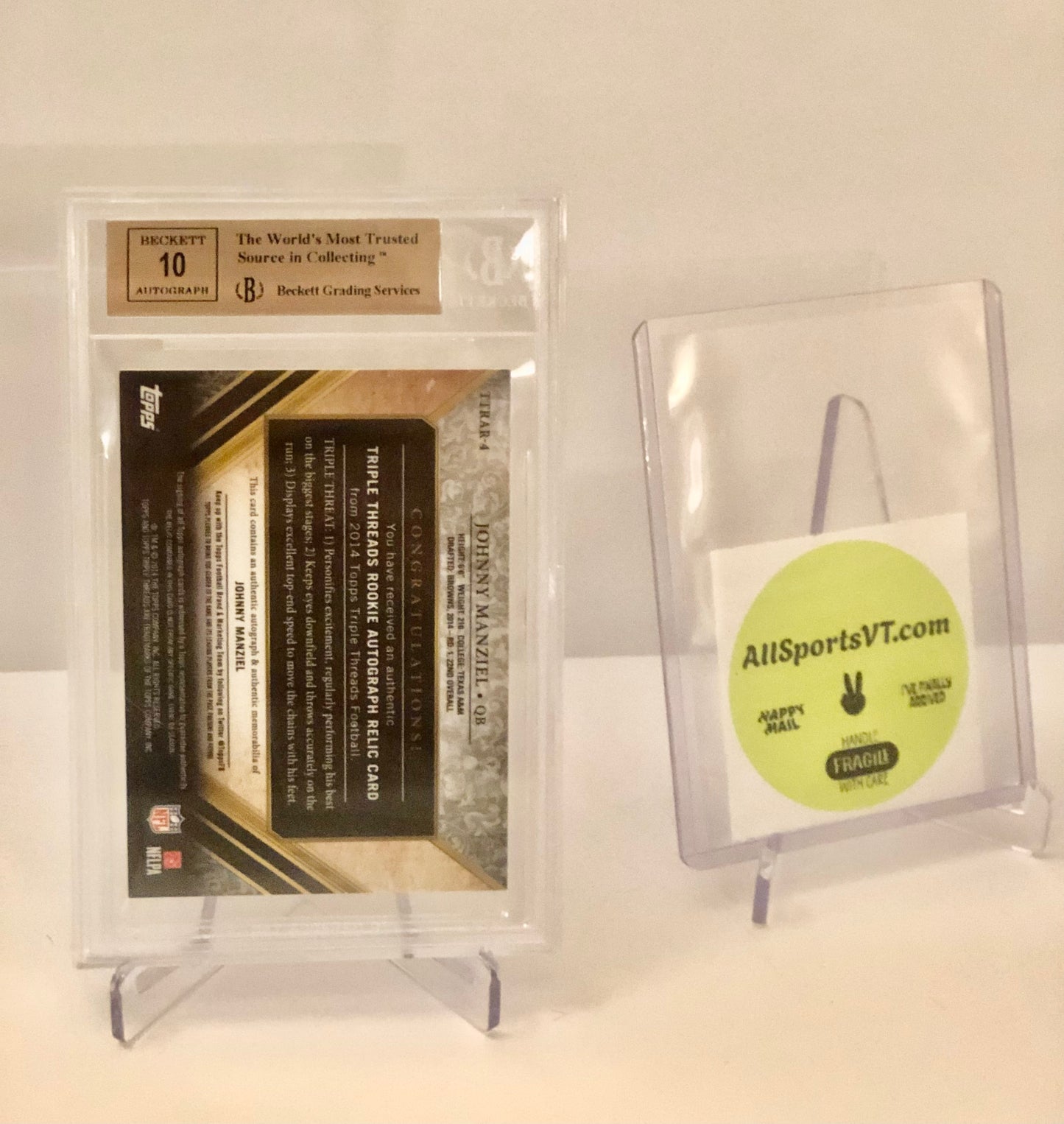 Johnny Manziel BGS 9.5/10 Auto - 2014 Topps Triple Threads Rookie Patch Auto #/99