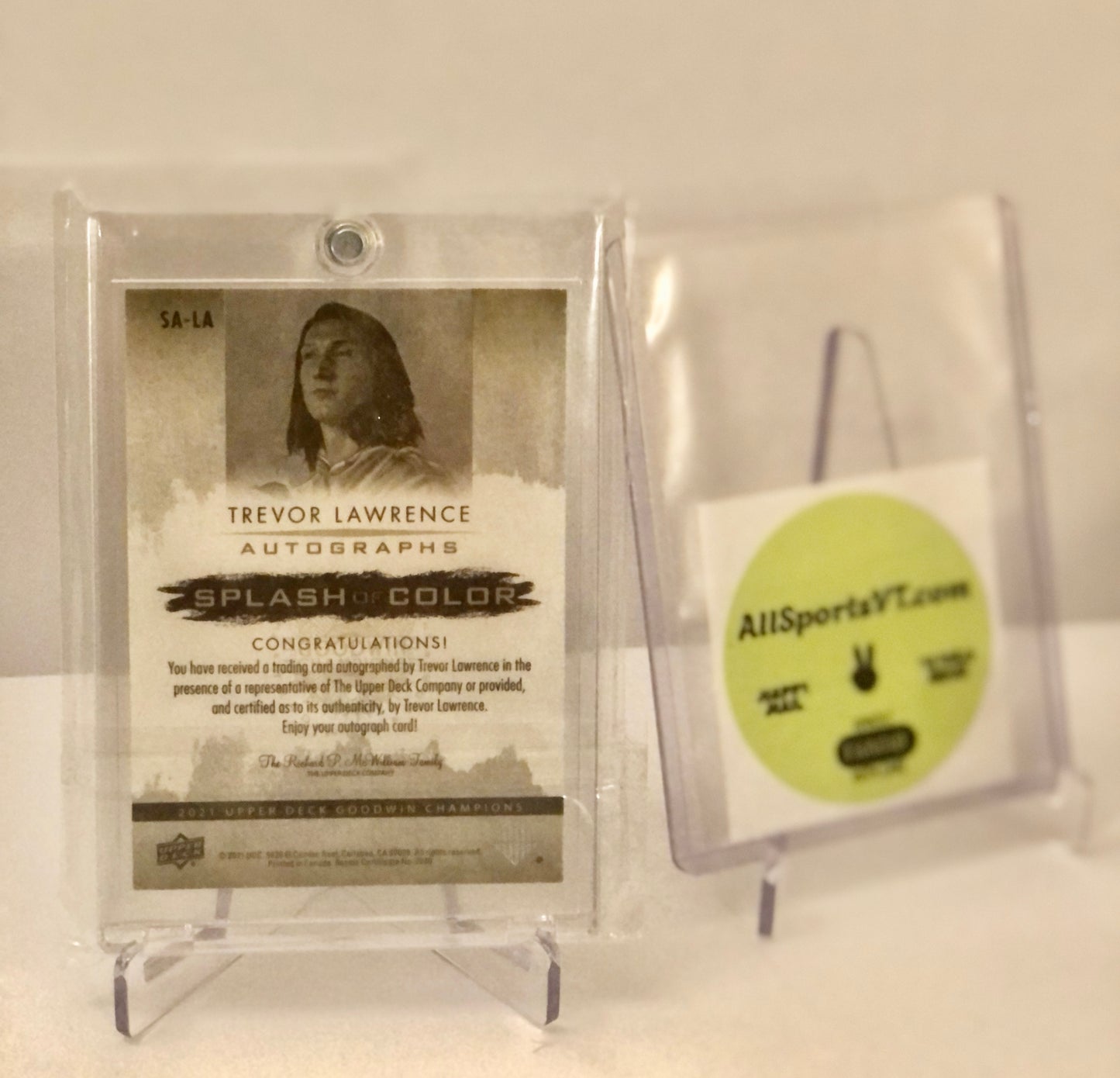Trevor Lawrence 2021 Upper Deck Goodwin Champions Splash Of Color RC Auto